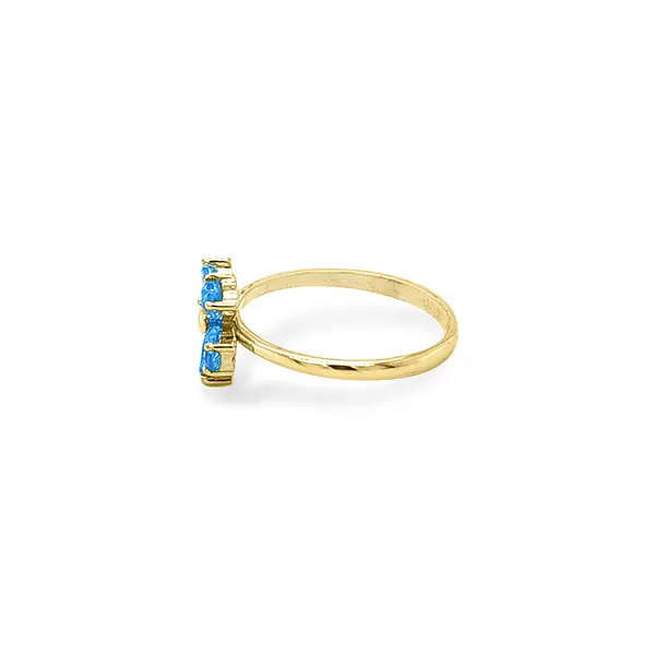 Goldring mit blauen Steinen Blume