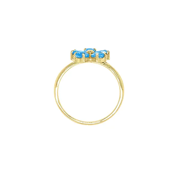 Goldring mit blauen Steinen Blume