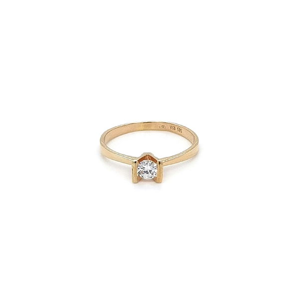 Gold Verlobungsring mit Ziron