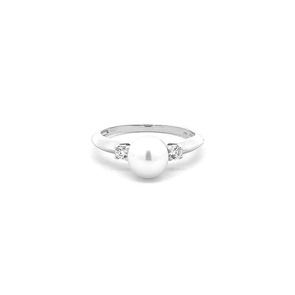 Goldring mit Perle und Zirkonen