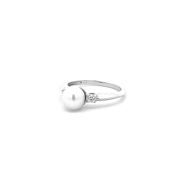 Goldring mit Perle und Zirkonen