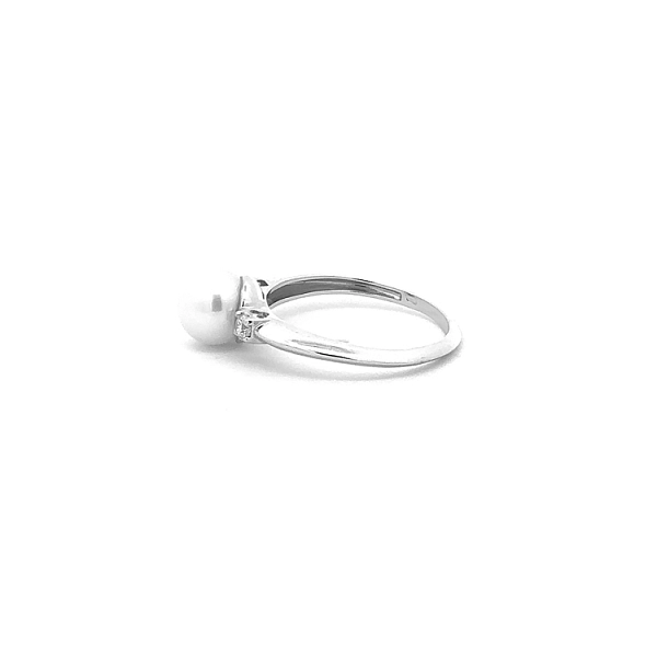 Goldring mit Perle und Zirkonen