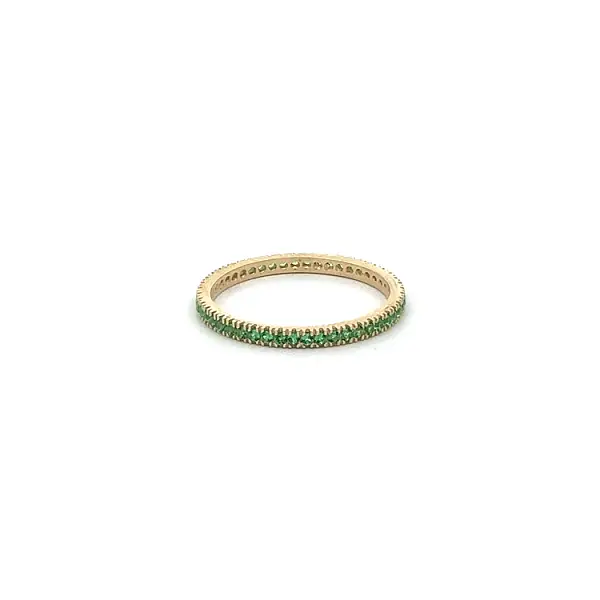 Goldener Ewigkeitsring mit grünen Steinen