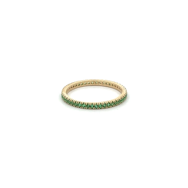 Goldener Ewigkeitsring mit grünen Steinen