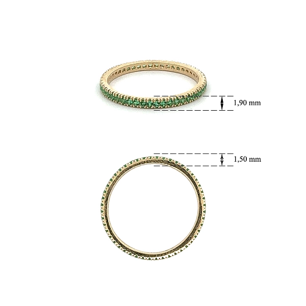 Goldener Ewigkeitsring mit grünen Steinen