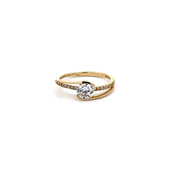 Gold Verlobungsring mit Zirkonen