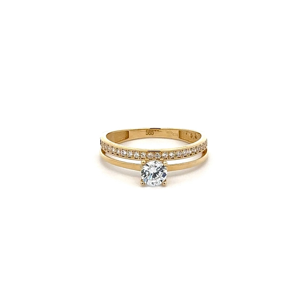 Gold Verlobungsring mit Zirkonen