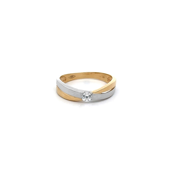Ring mit Zirkon aus Kombinationsgold