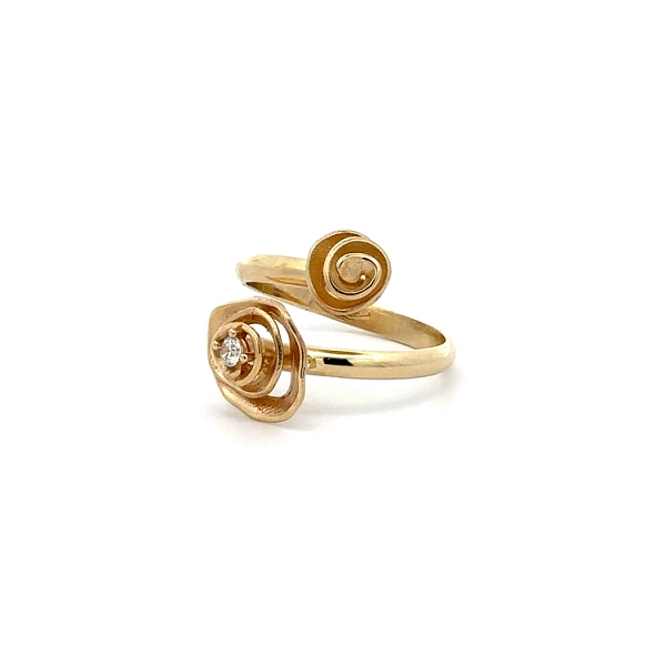 Goldring Blumen mit Zirkon