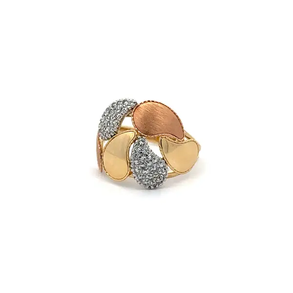 Ring mit Zirkonias in Gold-Kombination