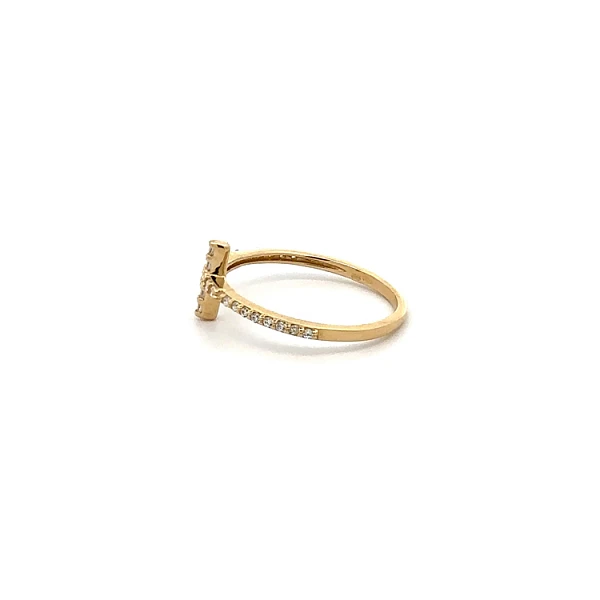 Goldring Kreuz mit Zirkonen