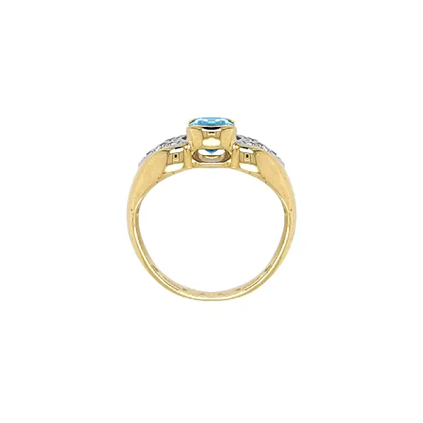 Exklusiver Goldring mit blauem Topas und Zirkonia