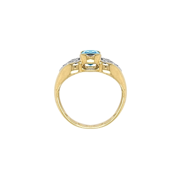 Exklusiver Goldring mit blauem Topas und Zirkonia