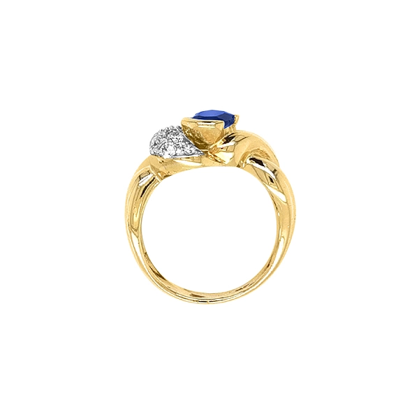 Exklusiver Goldring mit Saphir und Zirkonia