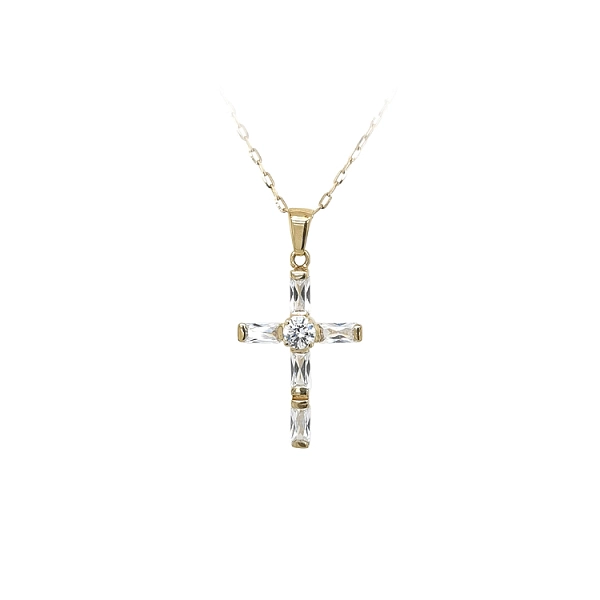 Gold-Anhänger Kreuz mit Zirkonen
