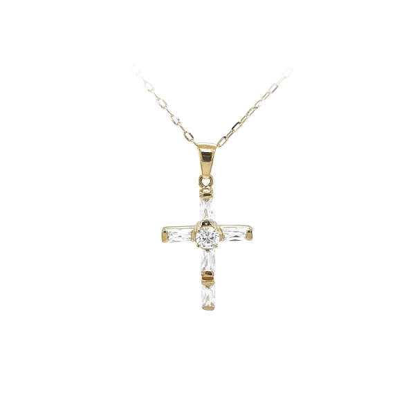 Gold-Anhänger Kreuz mit Zirkonen