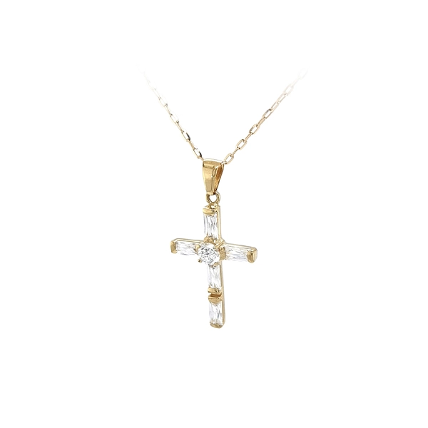 Gold-Anhänger Kreuz mit Zirkonen