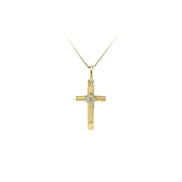 Gold-Anhänger Kreuz mit Zirkon