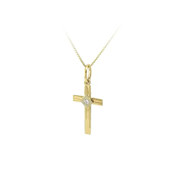 Gold-Anhänger Kreuz mit Zirkon
