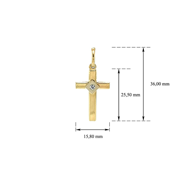 Gold-Anhänger Kreuz mit Zirkon