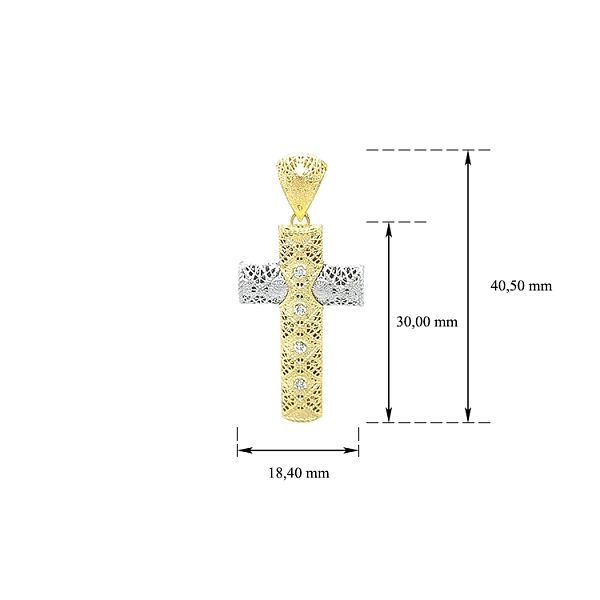 Kreuz aus Kombinationsgold mit Zirkonen