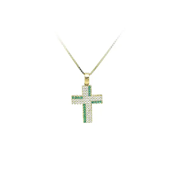 Gold-Anhänger Kreuz mit Zirkonen