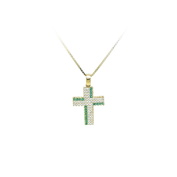 Gold-Anhänger Kreuz mit Zirkonen