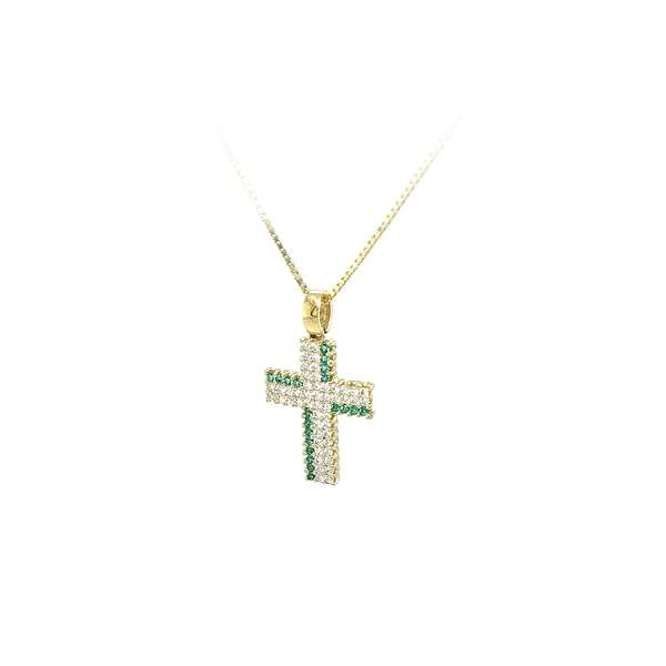 Gold-Anhänger Kreuz mit Zirkonen