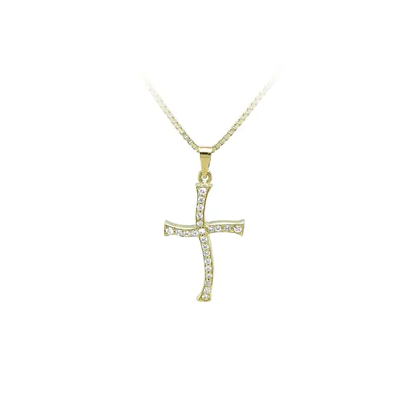 Gold-Anhänger Kreuz mit Zirkonen