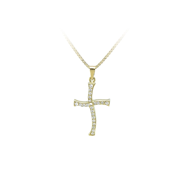 Gold-Anhänger Kreuz mit Zirkonen