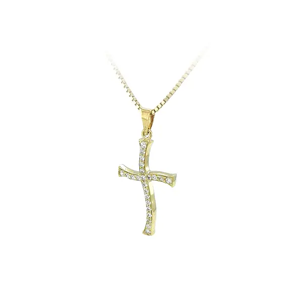 Gold-Anhänger Kreuz mit Zirkonen