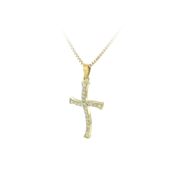 Gold-Anhänger Kreuz mit Zirkonen
