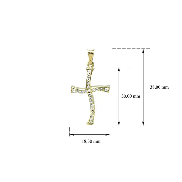 Gold-Anhänger Kreuz mit Zirkonen