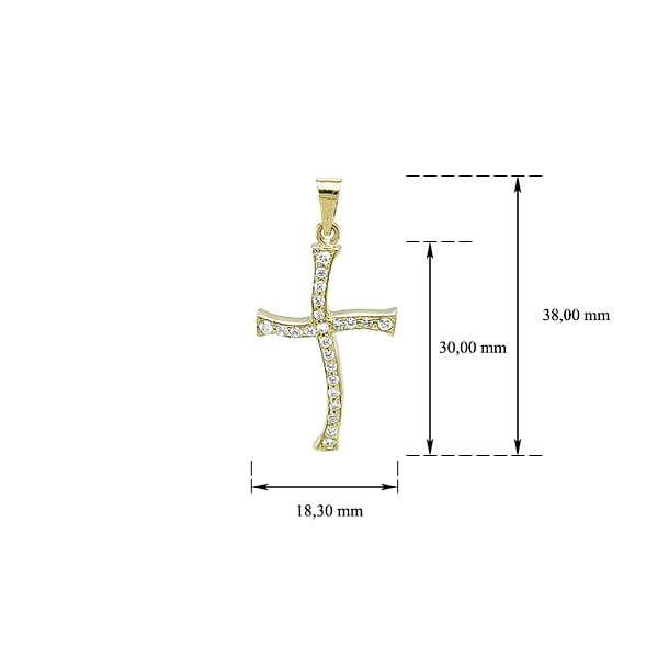 Gold-Anhänger Kreuz mit Zirkonen
