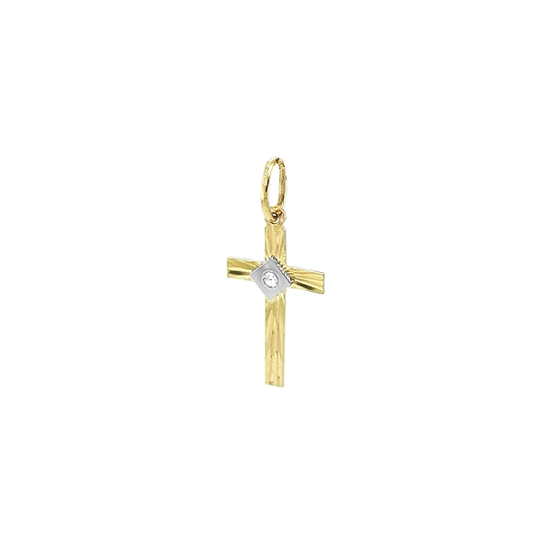 Gold-Anhänger Kreuz mit Zirkon