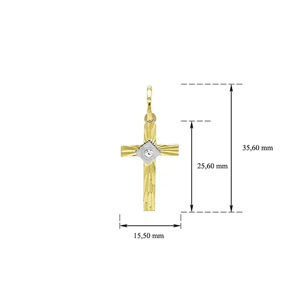 Gold-Anhänger Kreuz mit Zirkon
