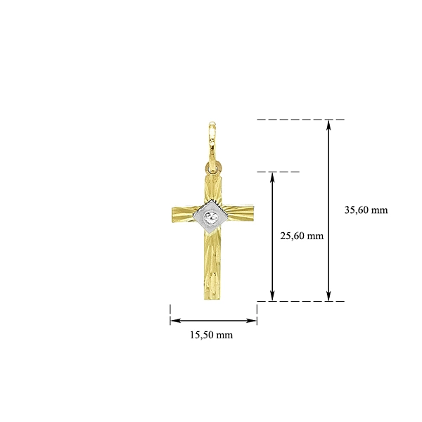 Gold-Anhänger Kreuz mit Zirkon