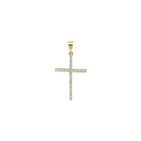 Gold Doppelseitiges Kreuz mit Zirkonen