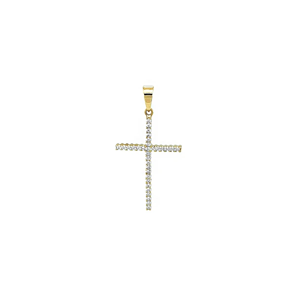 Gold Doppelseitiges Kreuz mit Zirkonen