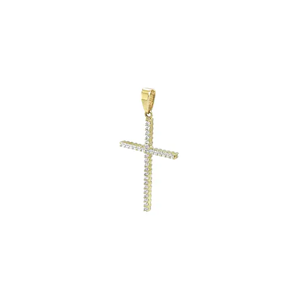 Gold Doppelseitiges Kreuz mit Zirkonen