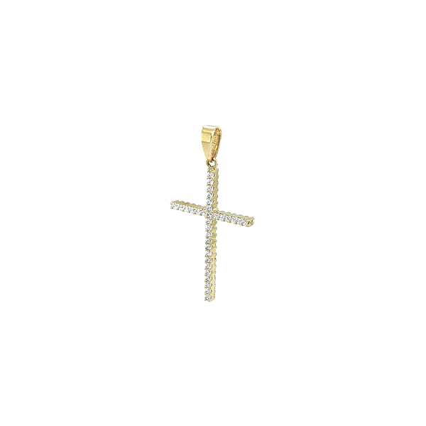 Gold Doppelseitiges Kreuz mit Zirkonen