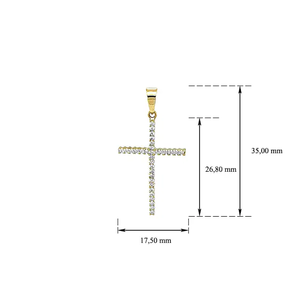 Gold Doppelseitiges Kreuz mit Zirkonen