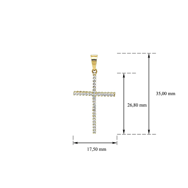 Gold Doppelseitiges Kreuz mit Zirkonen