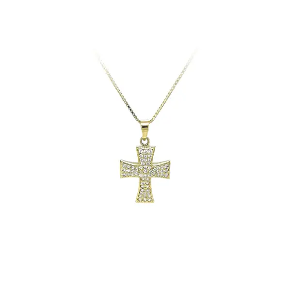 Gold-Anhänger Kreuz mit Zirkonen
