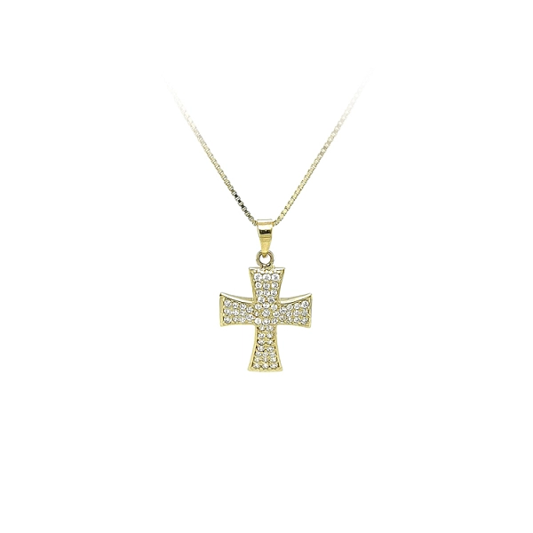 Gold-Anhänger Kreuz mit Zirkonen
