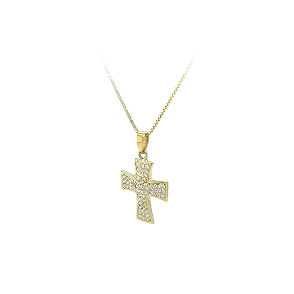 Gold-Anhänger Kreuz mit Zirkonen