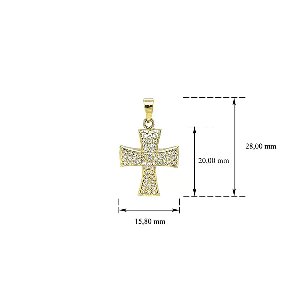 Gold-Anhänger Kreuz mit Zirkonen