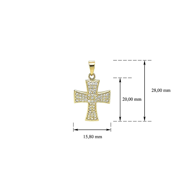 Gold-Anhänger Kreuz mit Zirkonen