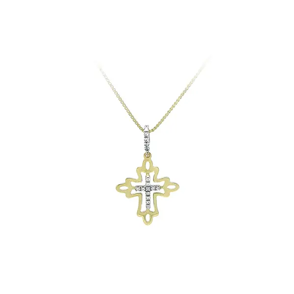 Kreuz mit Zirkonen in Gold