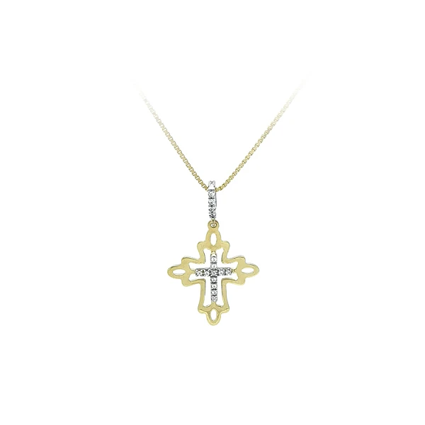 Kreuz mit Zirkonen in Gold